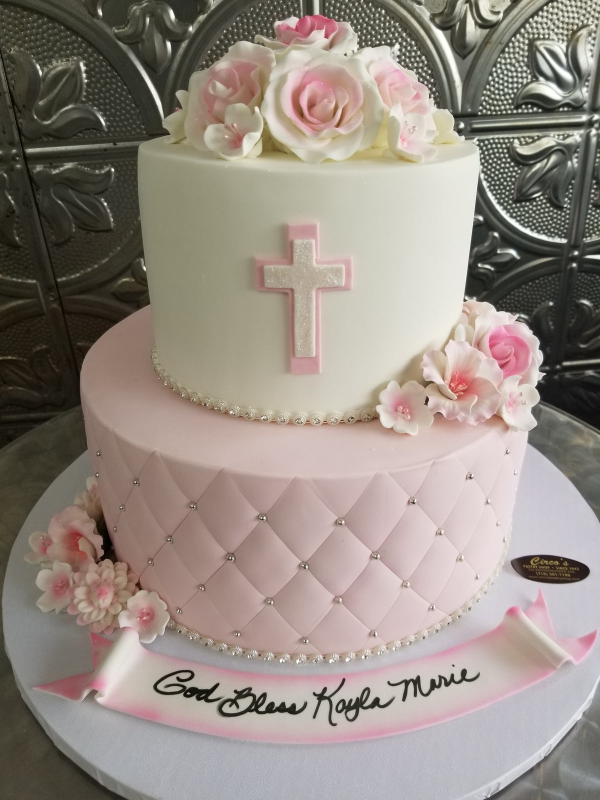 Girly religious cake. R065