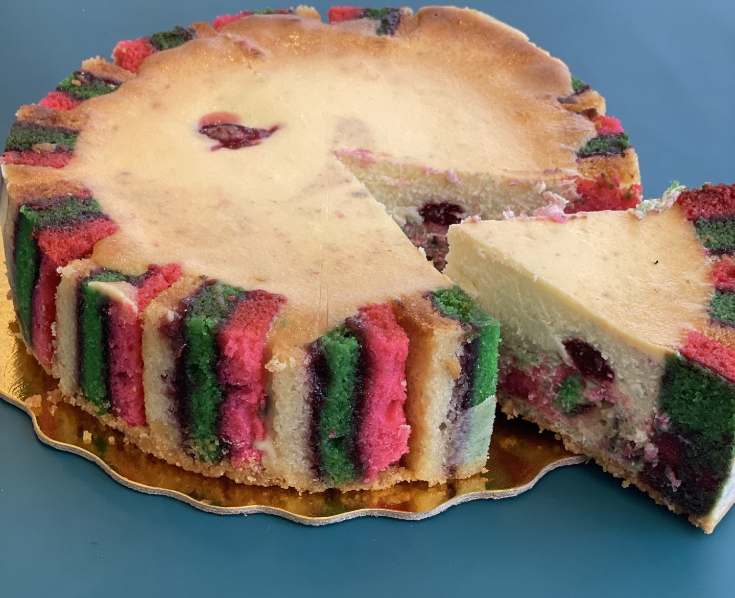 NEW Rainbow Cookie Raspberry NY Cheesecake With Graham Cracker Crust
