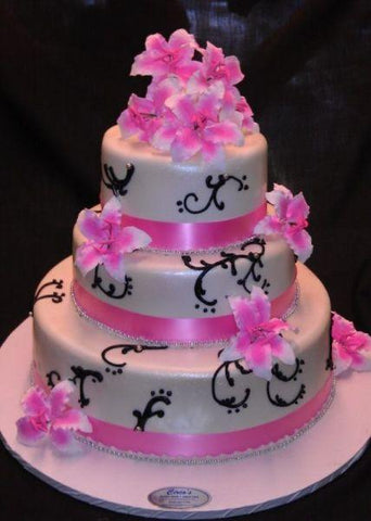 Pink and White Fondant Wedding Cakes