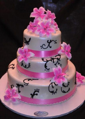 Modern Wedding Cake Pink and Black Cake - W035