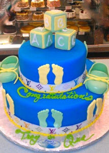 Royal Blue Fondant Cake with Baby A.B.C. Boxes - BS268