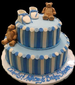 Cake with Bears on top of  2 Tier Fondant with Buttons - BS159