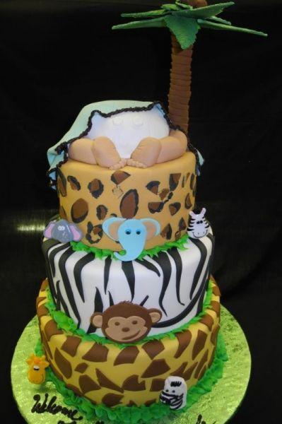 Jungle Theme Baby Bottom Cake