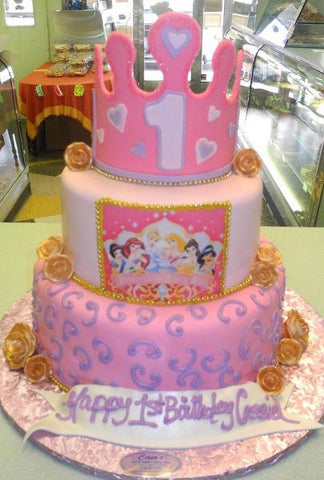 Princess Castle Cake with Edible 3D Crown and Edible Image - B0417
