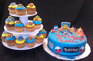 7__? Cake on top of Cake Stand Pokemon Theme - CC112