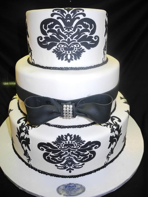 Damask Style Wedding Cake