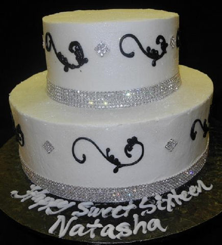 Wedding Cake cream with Swarovski Crystals 2 tier - W068