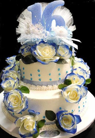 Sweet 16 Cream cake and fresh flowers - B0318