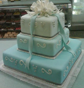 Wedding Cake 3 Tier Square with Bow Fondant - W070