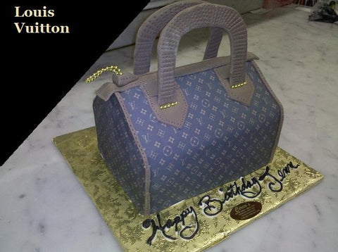 Baby Diaper Bag Louis Vuitton Brown Checkerboard Pattern Fondant Cake top  view