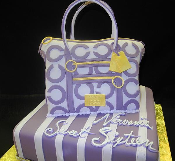 Tory Burch Pink and Gold Fondant Bag Cake - CS0096 – Circo's