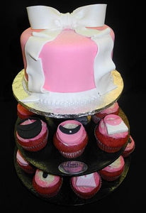 Cup Cake Tower With Cake on top - CC087