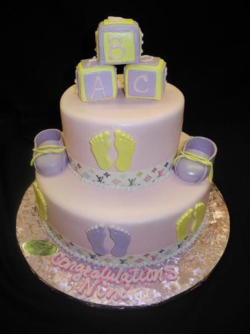 Baby shower Cake Baby Blocks, feet, and Shoes - BS100