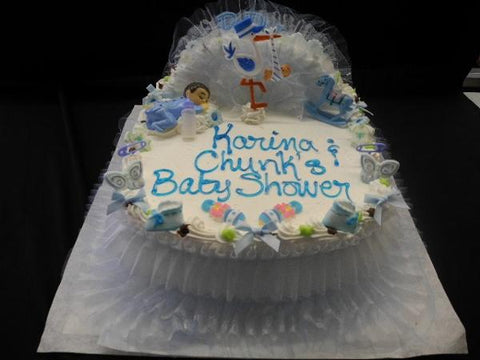 Baby Shower Boy Bassinet Cake Cream - BS053
