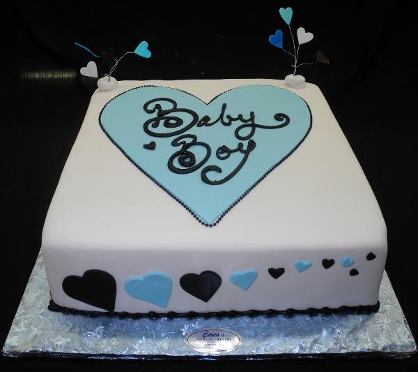 Blue Heart Baby Shower Cake - BS146