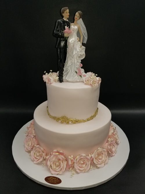 Roses and Diamonds Fondant Wedding Cake - W089 – Circo's Pastry Shop