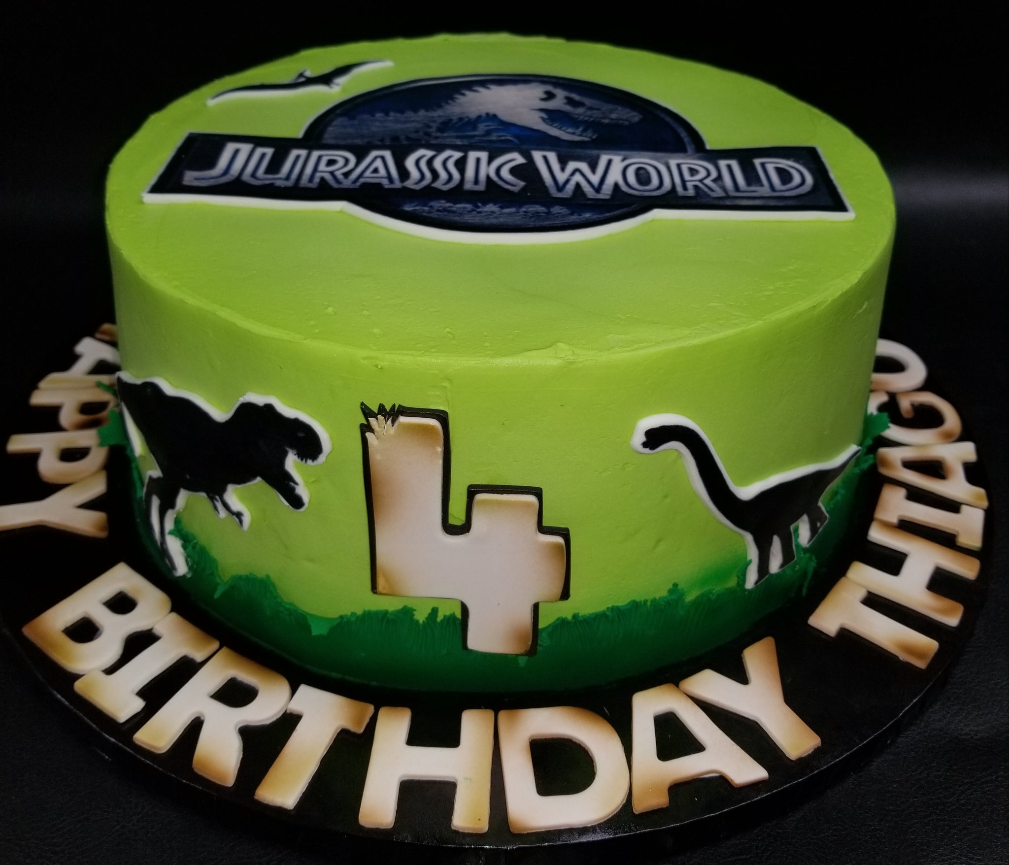 Amelia's Kitchen - Jurassic Park cake in chocolate mud and vanilla bean  buttercream with a custom designed 3D printed cake topper. Happy birthday  Arran! #jurassicpark #jurassiccake #dinosaurcake #amelias_kitchen | Facebook