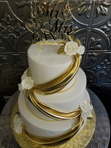 Modern gold and white Wedding cake W194