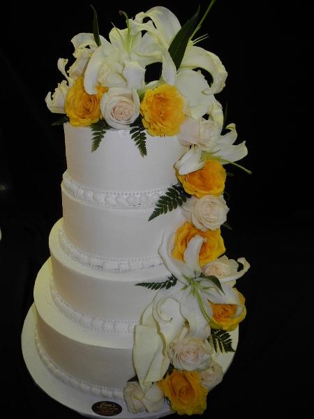Cascade Flowers Wedding Cake - W158