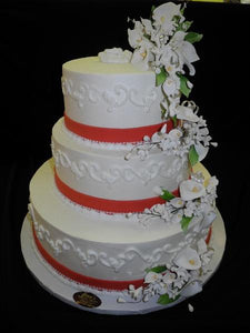 Tier wedding cake with sugar flowers - W075