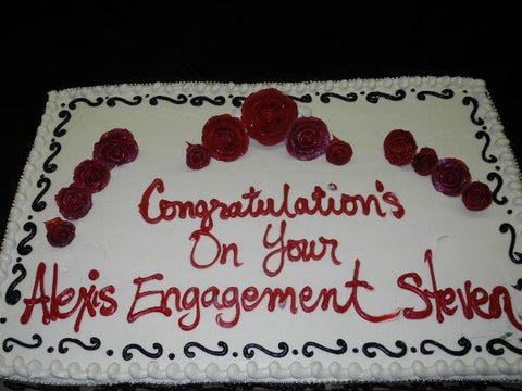 Red Velvet Full Sheet Engagement Cake - W091