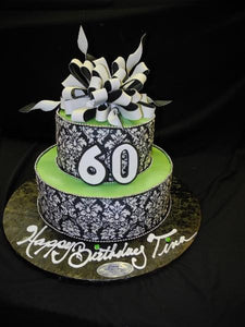 60th Birthday Demask Tier Cake - B0143