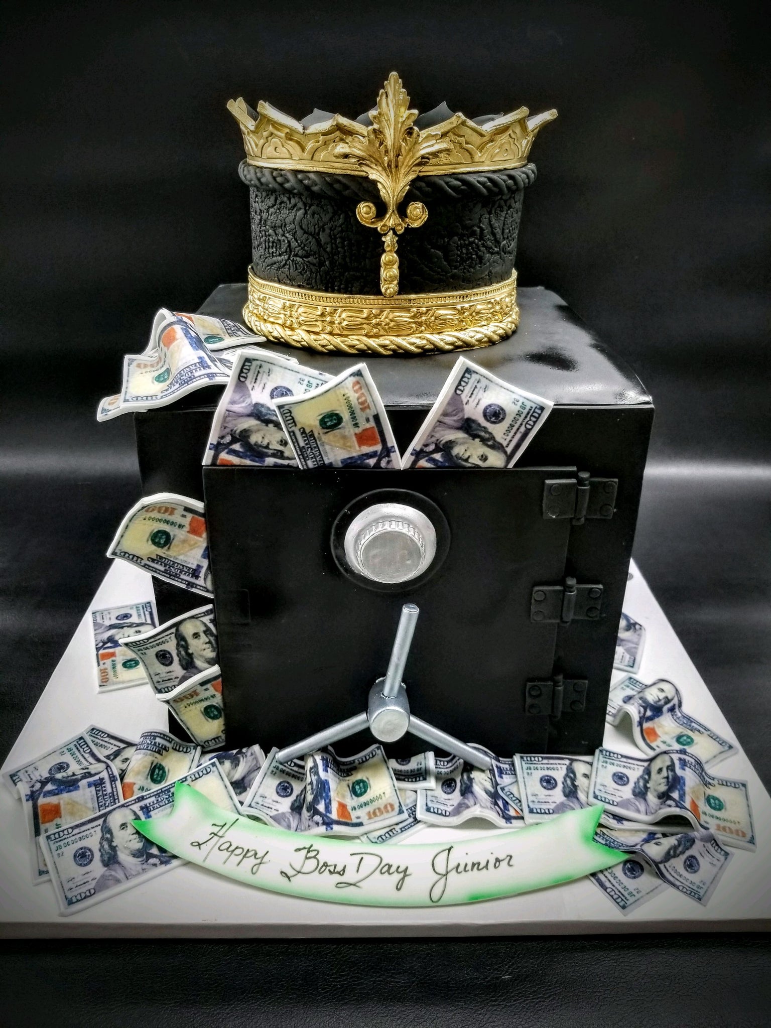 Premium Photo | Cake decorated with berries and edible money