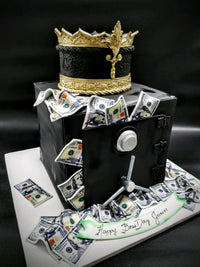 Money Safe cake with King's crown CS0289