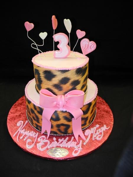 Zebra and Pink Hearts Birthday Cake - B0222