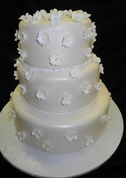 Fondant Wedding Cake with Sugar Flowers Fruit  blossoms - W135