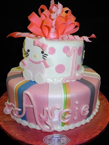 Hello Kitty 2 Tier Fondant Cake - B0089