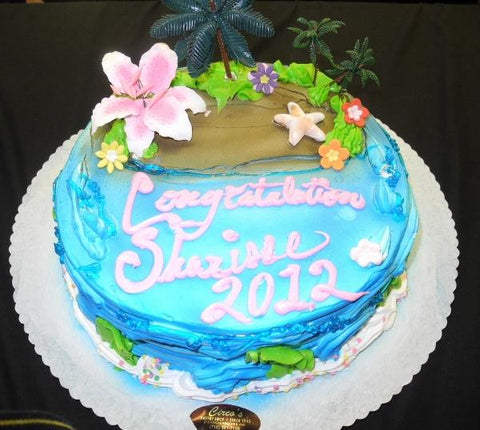 Hawaiian Round Birthday Cake - B0614
