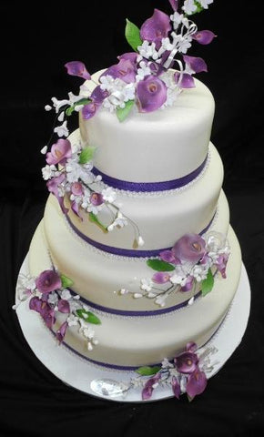 Fondant White and Lavender Cake - W134