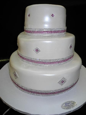 Pink Diamonds Wedding Cake - W098