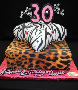 Leopard and Zebra 30th Birthday Cake - B0555