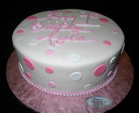 Ivory and Pink first Birthday Cake - B0584