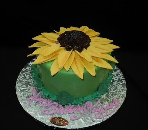 Sun Flower Fondant Birthday Cake - B0329