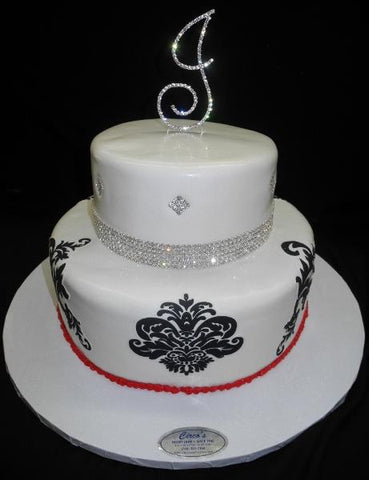 Diamond White and Red Birthday Cake - B0674