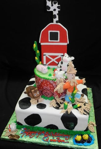 Barn Fondant Birthday Cake - B0785