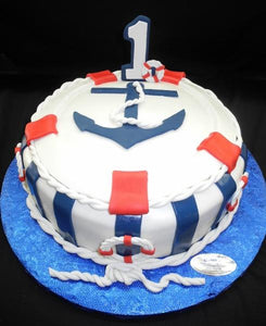 Nautical 1st Birthday Cake - B0191