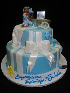 Baby Blue Fondant Baby shower Cake - BS057