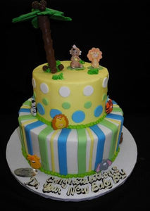 Safari Theme Icing Baby Shower Cake - BS284