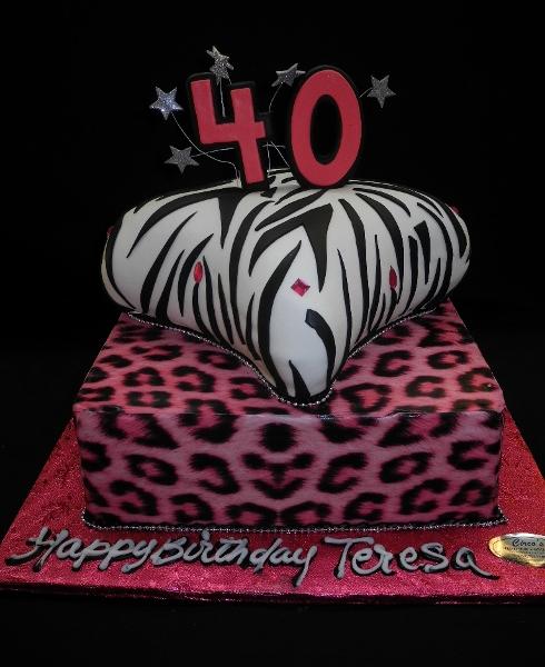 Cheetah Print 40th Birthday cake – Blue Sheep Bake Shop