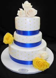 Blue and Yellow Wedding Cake - W168
