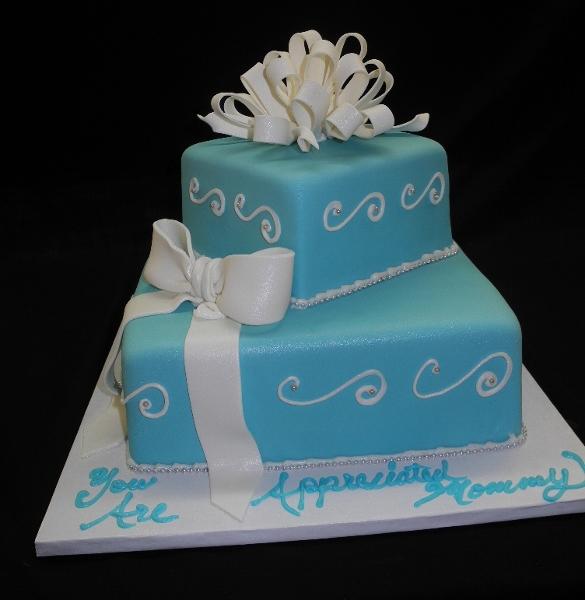Tiffany Blue Off-Set Birthday Cake - B0284