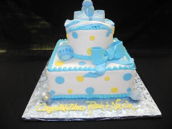 Royal Prince Baby Shower Idea Part 1 / Blue and Gold Box Cake Centerpiece -  YouTube