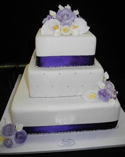 Purple and White Wedding Cake - W094