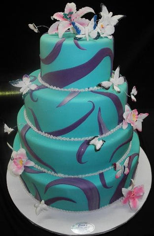 Lavender Swirls with Turquoise Cake - B0556