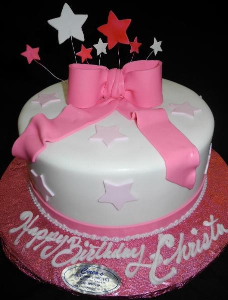 Pink and White Star Cake - B0439