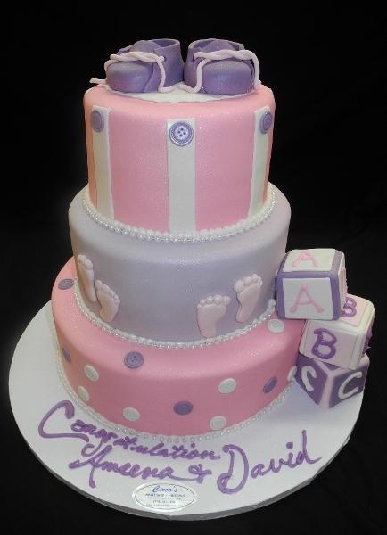 Baby Shower Pink and Lavender Cake - BS115